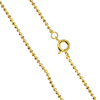 Mässing Chain Necklace, 24K guldpläterad, kulkedja & för människan, nickel, bly och kadmium gratis, 1.50mm, Såld Per Ca 17.5 inch Strand