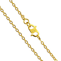 Collar de cadena de latón, metal, chapado en oro de 24 K, cadena oval & para hombre, libre de níquel, plomo & cadmio, 2.50x2x0.30mm, Vendido para aproximado 17.5 Inch Sarta