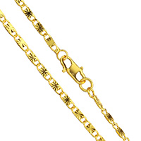 Collar de cadena de latón, metal, chapado en oro de 24 K, para hombre, libre de níquel, plomo & cadmio, 6.50x2.50x1mm, Vendido para aproximado 17.5 Inch Sarta