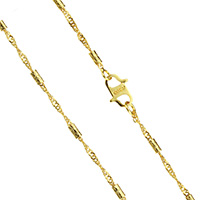 Messingkette Halskette, Messing, 24 K vergoldet, für den Menschen, frei von Nickel, Blei & Kadmium, 4x2x2mm, 2mm, verkauft per ca. 23 ZollInch Strang