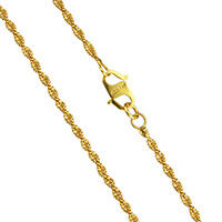 Collar de cadena de latón, metal, chapado en oro de 24 K, Cadena de Singapur & para hombre, libre de níquel, plomo & cadmio, 2mm, Vendido para aproximado 23 Inch Sarta