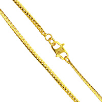 Collar de cadena de latón, metal, chapado en oro de 24 K, cadenilla & para hombre, libre de níquel, plomo & cadmio, 2x1mm, Vendido para aproximado 23 Inch Sarta