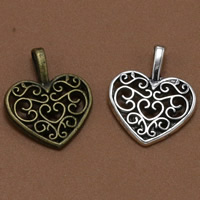 Tibetan Style Heart Pendants, plated, more colors for choice, lead & cadmium free, 18x14mm, Hole:Approx 3-5mm, 100PCs/Bag, Sold By Bag