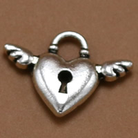 Zinc Alloy Heart Pendants Winged Heart antique silver color plated lead & cadmium free Approx 3-5mm Sold By Bag