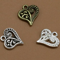 Tibetan Style Heart Pendants, plated, more colors for choice, lead & cadmium free, 13x14mm, Hole:Approx 1.5mm, 100PCs/Bag, Sold By Bag