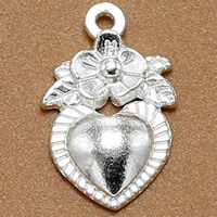 Zinc Alloy Heart Pendler, sølvfarvet forgyldt, bly & cadmium fri, 18x10mm, Hole:Ca. 1.5mm, 100pc'er/Bag, Solgt af Bag