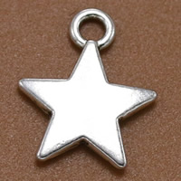 Pendentif étoile en alliage zinc, alliage de zinc, Placage de couleur platine, sans plomb et cadmium, 13x10x1.50mm, Trou:Environ 1.5mm, 100PC/sac, Vendu par sac