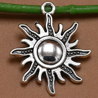 Tibetan Style Pendants, Sun, antique silver color plated, lead & cadmium free, 29x25mm, Hole:Approx 1.5mm, 100PCs/Bag, Sold By Bag