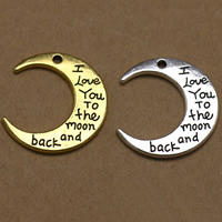 Zinc Alloy Moon Pendants plated with letter pattern lead & cadmium free Approx 1.5mm Sold By Bag