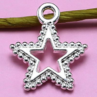 Tibetan Style Star Pendant, silver color plated, lead & cadmium free, 17x15mm, Hole:Approx 1.5mm, 100PCs/Bag, Sold By Bag