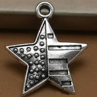 Zink Alloy Star Pendant, antik silver pläterad, leda & kadmiumfri, 23x20mm, Hål:Ca 1.5mm, 100PC/Bag, Säljs av Bag