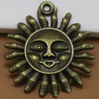 Zinc Alloy Pendants Sun antique bronze color plated lead & cadmium free Approx 1.5mm Sold By Bag