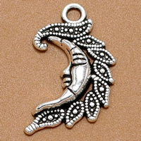 Tibetan Style Moon Pendants, antique silver color plated, lead & cadmium free, 26x15mm, Hole:Approx 1.5mm, 100PCs/Bag, Sold By Bag