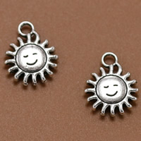 Tibetan Style Pendants, Sun, antique silver color plated, lead & cadmium free, 14x11mm, Hole:Approx 1.5mm, 100PCs/Bag, Sold By Bag