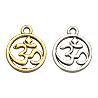 Tibetan Style Pendants, OM Symbol, plated, hollow, more colors for choice, nickel, lead & cadmium free, 12x15x2mm, Hole:Approx 1mm, 1000PCs/Lot, Sold By Lot