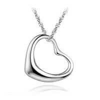 Brass Necklace Heart platinum plated Singapore chain nickel lead & cadmium free Sold Per Approx 17.5 Inch Strand