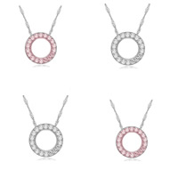 Brass Necklace, Donut, platinum plated, Singapore chain & with cubic zirconia, more colors for choice, nickel, lead & cadmium free, 13mm, Sold Per Approx 17.5 Inch Strand
