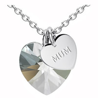 Crystal Necklace Zinc Alloy with iron chain & Crystal Heart word mum platinum plated Mother Day Jewelry & oval chain & faceted lead & cadmium free Sold Per Approx 17.5 Inch Strand