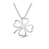 Brass Necklace, Four Leaf Clover, platinum plated, box chain, nickel, lead & cadmium free, 450mm, Sold Per Approx 17.5 Inch Strand