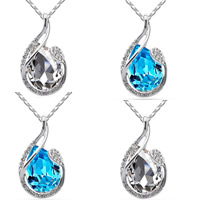 Austrian Crystal Necklace Zinc Alloy with iron chain & Austrian Crystal Teardrop platinum plated bar chain & faceted & with rhinestone lead & cadmium free Sold Per Approx 17.5 Inch Strand