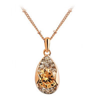 Austrian Crystal Necklace Zinc Alloy with iron chain & Austrian Crystal real rose gold plated twist oval chain & faceted & with rhinestone lead & cadmium free Sold Per Approx 17.5 Inch Strand
