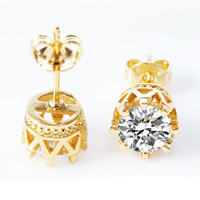 Cubic Zircon (CZ) Stud Earring Brass plated with cubic zirconia nickel lead & cadmium free 6mm Sold By Pair
