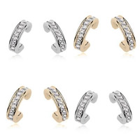 Brass Huggie Hoop Earring Zinc Alloy plated with rhinestone lead & cadmium free Sold By Pair
