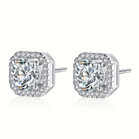 Austrian Crystal Earring Brass with Austrian Crystal platinum plated micro pave cubic zirconia & faceted nickel lead & cadmium free Sold By Pair