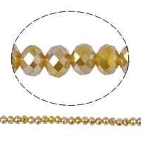 Perles de cristal rondelle, facettes, champagne doré, 8x6mm, Trou:Environ 1mm, Longueur:Environ 16.5 pouce, 10Strandstoron/sac, Environ 70PC/brin, Vendu par sac