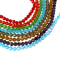 Perles de cristal rondes , facettes, plus de couleurs à choisir, 8mm, Trou:Environ 1mm, Longueur:Environ 17 pouce, 10Strandstoron/sac, Environ 72PC/brin, Vendu par sac