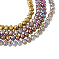 Perles de cristal rondelle, Placage coloré, facettes, plus de couleurs à choisir, 10x8mm, Trou:Environ 1mm, Longueur:Environ 21.5 pouce, 10Strandstoron/sac, Environ 72PC/brin, Vendu par sac