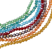 Runde Crystal Beads, Krystal, facetteret, flere farver til valg, 4mm, Hole:Ca. 1mm, Længde Ca. 14.5 inch, 10Strands/Bag, Ca. 100pc'er/Strand, Solgt af Bag