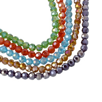 Perles de cristal rondes , Placage coloré, facettes, plus de couleurs à choisir, 6mm, Trou:Environ 1mm, Longueur:Environ 17 pouce, 10Strandstoron/sac, Environ 100PC/brin, Vendu par sac