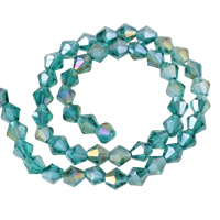 Perles de cristal bicône, Placage coloré, facettes, indicolite, 6mm, Trou:Environ 1mm, Longueur:Environ 11 pouce, 10Strandstoron/sac, Environ 50PC/brin, Vendu par sac