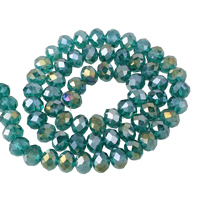 Perles de cristal rondelle, Placage coloré, facettes, indicolite, 10x8mm, Trou:Environ 1mm, Longueur:Environ 21.5 pouce, 10Strandstoron/sac, Environ 72PC/brin, Vendu par sac