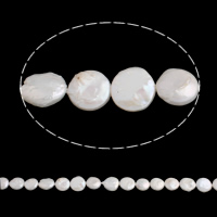 Cultured Coin Freshwater Pearl Beads, natural, white, Grade A, 14-15mm, Hole:Approx 0.8mm, Sold Per Approx 15.3 Inch Strand