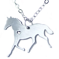 Stainless Steel Jewelry Necklace, with 5cm extender chain, Horse, oval chain, original color, 21x26mm, Sold Per Approx 20.5 Inch Strand