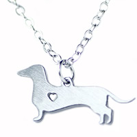 Stainless Steel Jewelry Necklace, with 5cm extender chain, Dog, oval chain, original color, 11x25mm, Sold Per Approx 20.5 Inch Strand