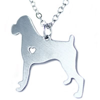 Stainless Steel Jewelry Necklace, with 5cm extender chain, Dog, oval chain, original color, 24x26mm, Sold Per Approx 20.5 Inch Strand