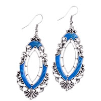 Zinc Alloy Drop Earring antique silver color plated enamel & hollow nickel lead & cadmium free Sold By Pair