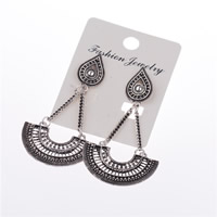 Tibetan Style Drop Earring, antique silver color plated, hollow, nickel, lead & cadmium free, 40x70mm, Sold By Pair
