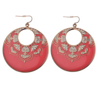 Zinc Alloy Drop Earring gold color plated enamel & hollow nickel lead & cadmium free Sold By Pair