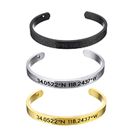 Stainless Steel Cuff Bangle, plated, with number pattern & with letter pattern & for woman, more colors for choice, 7x2mm, Inner Diameter:Approx 62x55mm, Length:Approx 6 Inch, 5PCs/Lot, Sold By Lot