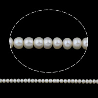 Lagerluft Süßwasser Perlen, Natürliche kultivierte Süßwasserperlen, Barock, natürlich, weiß, 6-7mm, Bohrung:ca. 0.8mm, verkauft per ca. 14.5 ZollInch Strang