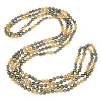 Utförsäljning Mode halsband, Freshwater Pearl, Potatis, 2-tråd, 6-7mm, Såld Per Ca 76 inch Strand