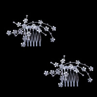 Bridal Decorative Hair Comb Zinc Alloy Plum Blossom platinum color plated for bridal & with rhinestone lead & cadmium free 50-70mm Sold By PC