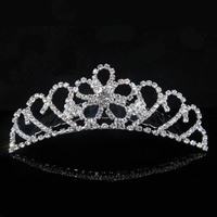 Bridal Tiaras Zinc Alloy Crown platinum color plated for bridal & with rhinestone lead & cadmium free 90mm Sold By PC