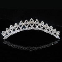 Bridal Tiaras Zinc Alloy Crown platinum color plated for bridal & with rhinestone lead & cadmium free 120mm Sold By PC