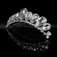 Bridal Tiaras, Tibetan Style, with Crystal, Crown, platinum color plated, for bridal & faceted & with rhinestone, lead & cadmium free, 90-100mm, Sold By PC