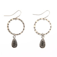 Zinc Alloy Drop Earring antique silver color plated hollow nickel lead & cadmium free 45mm Sold By Pair